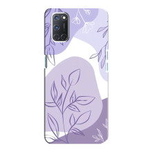 Силиконовый чехол с принтом в цветах на Oppo A92 (Фиолетовый дизайн)