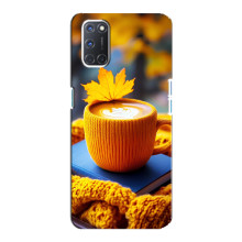 Чехол с уникальным дизайном «Осень с кофе» для Oppo A92 – Кофе с жёлтым