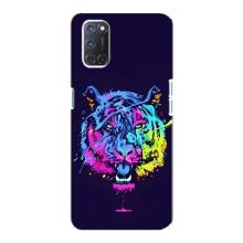 Силиконовый бампер с картинкой животных для Oppo A92 (Тигр-Арт)