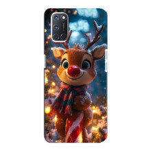 Яскравий чохол для Oppo A92 з Зимові Оленята – Олень з шарфом