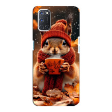 Печатный чехол «Зверята с кофе» для Oppo A92 – Белка с кофе