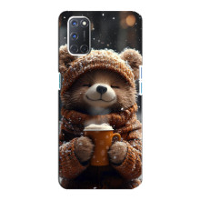 Печатный чехол «Зверята с кофе» для Oppo A92 – Мишка с кофе
