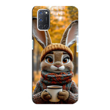 Печатный чехол «Зверята с кофе» для Oppo A92 – Зайчик с кофе