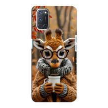 Печатный чехол «Зверята с кофе» для Oppo A92 – Жираф с кофе
