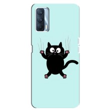 Чехол с принтом для Oppo A92s (AlphaPrint) Модные коты (Падающий кот)