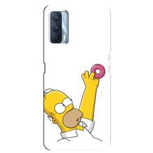 Чехол с Симпсонами для Oppo A92s (VPrint) (Гомер с пончиком)