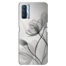 Чехол с цветочным принтом на Оппо А92с (Черные цветы)