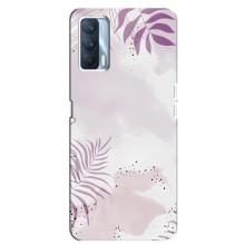 Чехол с цветочным принтом на Оппо А92с (Фиолетовые листья)