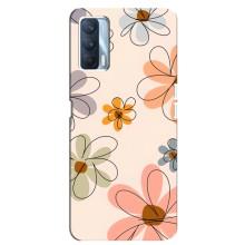 Чехол с цветочным принтом на Оппо А92с (Разноцветные цветы)
