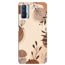 Чехол с цветочным принтом на Оппо А92с (Коричневые цветы)