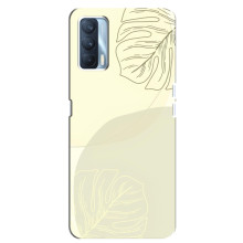 Чехол цветочный дизайн для Oppo A92s – Зелёный фон