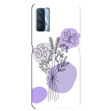 Силиконовый чехол с принтом в цветах на Oppo A92s – Фиолетовый букет