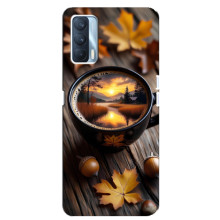 Чехол с уникальным дизайном «Осень с кофе» для Oppo A92s – Тёмный кофе
