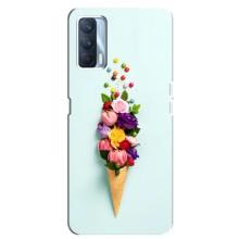 Чехлы с тематикой "ЦВЕТЫ" на Oppo A92s (Цветок-мороженное)