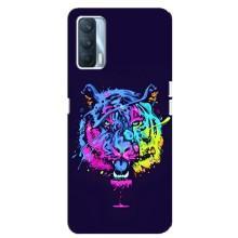 Силиконовый бампер с картинкой животных для Oppo A92s (Тигр-Арт)