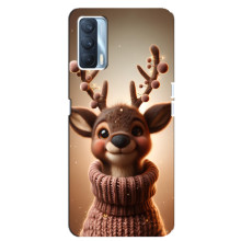 Яскравий чохол для Oppo A92s з Зимові Оленята – Олень в светрі