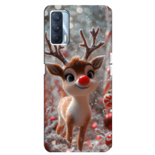 Яркий чехол для Oppo A92s с Зимними Оленятами
