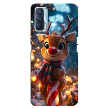 Яскравий чохол для Oppo A92s з Зимові Оленята – Олень з шарфом