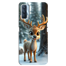Яскравий чохол для Oppo A92s з Зимові Оленята – Оленятко в лісі