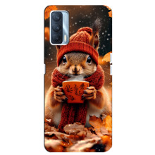 Печатный чехол «Зверята с кофе» для Oppo A92s – Белка с кофе