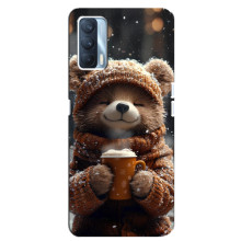 Печатный чехол «Зверята с кофе» для Oppo A92s – Мишка с кофе