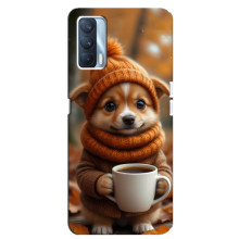 Печатный чехол «Зверята с кофе» для Oppo A92s – Песик с кофе