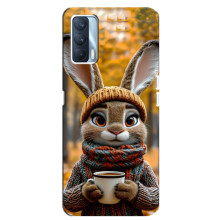 Печатный чехол «Зверята с кофе» для Oppo A92s – Зайчик с кофе