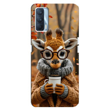 Печатный чехол «Зверята с кофе» для Oppo A92s – Жираф с кофе