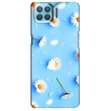Чехол с Цветами для Oppo A93 (ромашки на голубом)