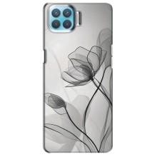 Чехол с цветочным принтом на Оппо А93 – Черные цветы