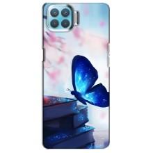 Силиконовый бампер с картинкой животных для Oppo A93 (Бабочка синяя)