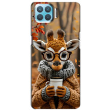 Печатный чехол «Зверята с кофе» для Oppo A93 – Жираф с кофе