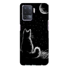 Чехол с принтом для Oppo A94 (AlphaPrint) Модные коты – Котик и луна