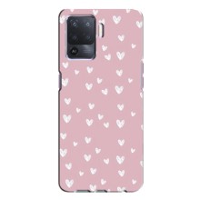 Чехол с розовым рисунком для Oppo A94 (Сердечки на розовом)