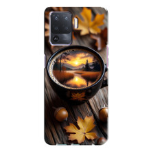Чехол с уникальным дизайном «Осень с кофе» для Oppo A94 – Тёмный кофе