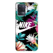 Силиконовый Чехол на Oppo A94 с картинкой Nike (Цветочный Nike)