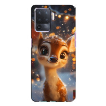 Яркий чехол для Oppo A94 с Зимними Оленятами – Оленёнок среди гирлянд