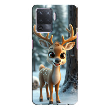 Яркий чехол для Oppo A94 с Зимними Оленятами – Оленёнок в лесу