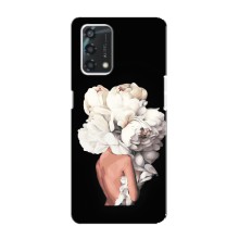 Чехлы (ART) Цветы на Oppo A95 (VPrint) (Белые цветы)