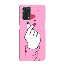 Чехол с принтом для Oppo A95 (AlphaPrint - Знак сердечка) – Знак Love