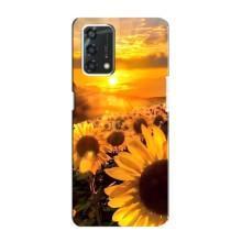 Чехол с Цветами для Oppo A95 (поле подсолнухов)