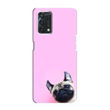 Бампер для Oppo A95 з картинкою "Песики" (Собака на рожевому)