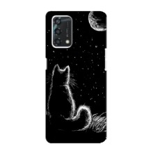 Чехол с принтом для Oppo A95 (AlphaPrint) Модные коты – Котик и луна