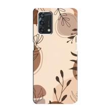 Чохол з квітковим принтом на Оппо А95 – Коричневі квіти