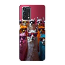 Чехол с принтом стильные животные для Оппо А95 – Ламы в очках