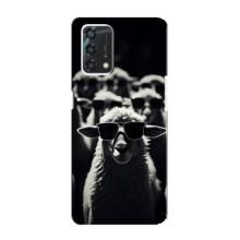 Чехол с принтом стильные животные для Оппо А95 – Овечка в очках