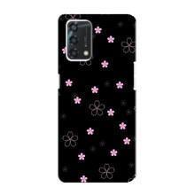 Чохол з розовим принтом для Oppo A95 – Рожеві квіти на чорному