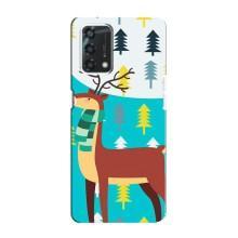 Силиконовый бампер с картинкой животных для Oppo A95 (Олень с шарфом)