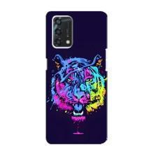 Силиконовый бампер с картинкой животных для Oppo A95 (Тигр-Арт)