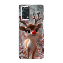 Яркий чехол для Oppo A95 с Зимними Оленятами
